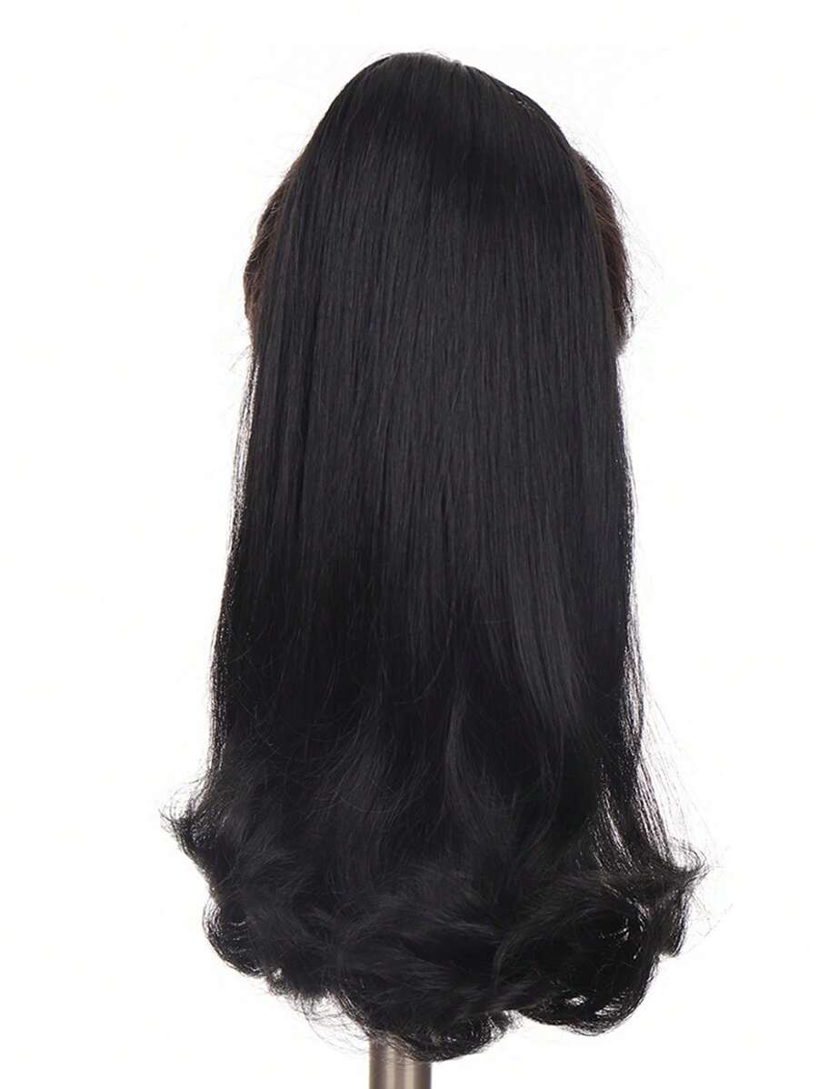 中等卷馬尾合成纖維接髮 - 黑色 - 查看 1