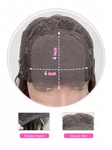 Ren trong suốt Màu cam gừng xoăn ngắn Bob 4 X 4 Tóc giả đóng kín bằng ren 150%/180% Mật độ 10-14 inch - SORANGE - Xem 6