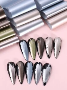 FULL BEAUTY 10pcs Plain Nail Art Transfer Foil - Multicolor - View 3