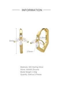 A Pair s925 Sterling Silver Simple Hoop Earring For Woman Wedding Jewelry Fine Earring - Gold - View 3