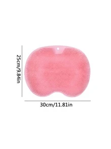 1 Bàn Chải Tắm Silicon Màu Trơn Dùng Để Chà Lưng, Làm Sạch Chân Và Massage Dụng Cụ Chăm Sóc Cá Nhân - Hồng - Xem 2