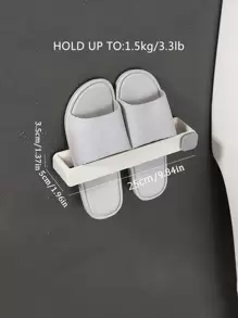 1pc Wall Mounted Plastic Slipper Storage Rack - White - View 2