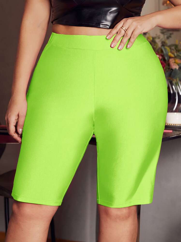 SHEIN SXY Quần lót kích thước lớn màu trơn Giải trí - màu xanh lá - Xem 4