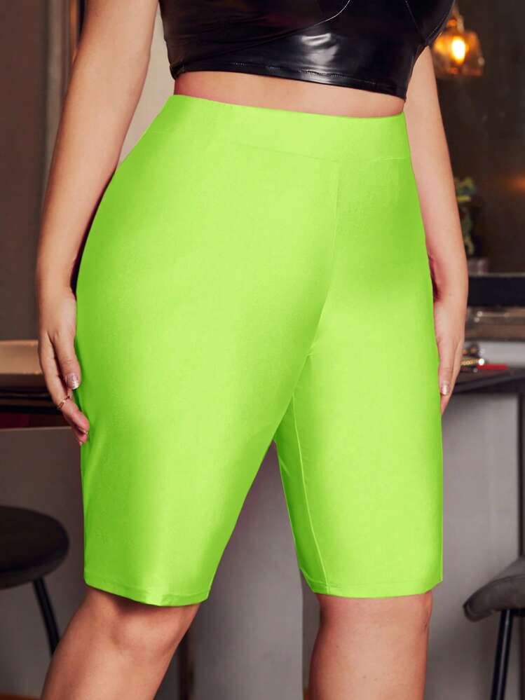 SHEIN SXY Quần lót kích thước lớn màu trơn Giải trí - màu xanh lá - Xem 5