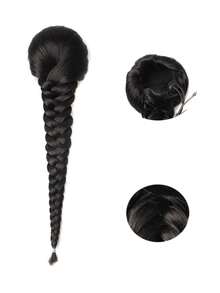 中等合成髮辮 - 黑色 - 查看 4