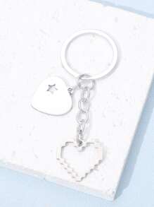 愛心掛飾鑰匙圈 - 銀色 - 查看 2
