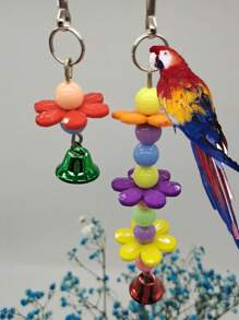 1 pieza Campana con forma de flor y colores acrílicos con sonido para juguetes para mordedura de pájaros, universal para las cuatro estaciones, color y estilo aleatorio - Multicolor - Ver 1