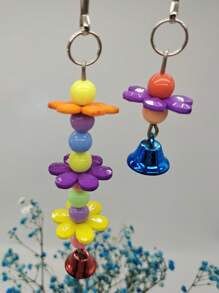 1 pieza Campana con forma de flor y colores acrílicos con sonido para juguetes para mordedura de pájaros, universal para las cuatro estaciones, color y estilo aleatorio - Multicolor - Ver 8
