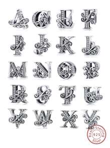ESBERRY Scroll Detail Letter Design DIY Silver Pendant - Silver - View 1