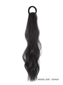 Medium Body Wave Ponytail Synthetic Hair Extension - Black - View 2