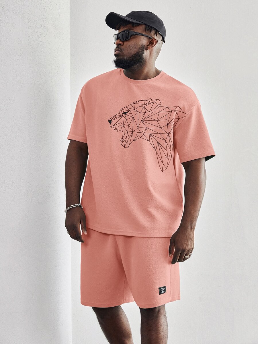 EASEVO Bộ hai mảnh Nam Dây kéo Túi Đắp vá Thú vật Hình học Giải trí - Màu Hồng  San hô - Xem 1