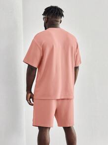 EASEVO Bộ hai mảnh Nam Dây kéo Túi Đắp vá Thú vật Hình học Giải trí - Màu Hồng  San hô - Xem 2