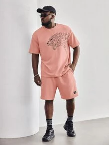 EASEVO Bộ hai mảnh Nam Dây kéo Túi Đắp vá Thú vật Hình học Giải trí - Màu Hồng  San hô - Xem 3