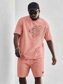 EASEVO Bộ hai mảnh Nam Dây kéo Túi Đắp vá Thú vật Hình học Giải trí - Màu Hồng  San hô - Xem 4