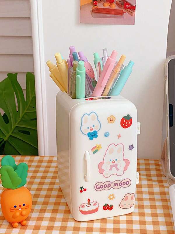 1pc Cartoon Graphic Stationery Storage Box, Cute MultiPurpose Desktop