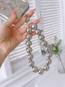 Textured Anti-fall Phone Case With Lanyard - Silver - View 3