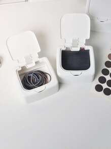 1pc Creative Small Storage Box, Clean Swab Toothpick Sewing Kit Organizer, Button Style Jewelry Rings Elastic Bands Storage Container