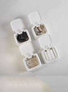 1pc Creative Small Storage Box, Clean Swab Toothpick Sewing Kit Organizer, Button Style Jewelry Rings Elastic Bands Storage Container