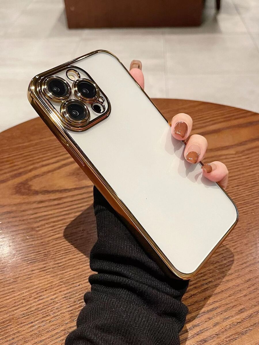 電鍍透明手機殼相容 iPhone15/15Plus/15Pro/15Promax - 金色 - 查看 1