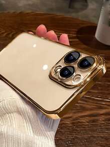 電鍍透明手機殼相容 iPhone15/15Plus/15Pro/15Promax - 金色 - 查看 2