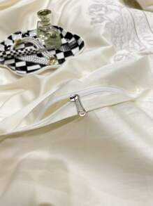 3入組套無填充物花卉刺繡被套1入組被套和2入組枕套家居現代布藝床上用品套裝 - 白色 - 查看 4