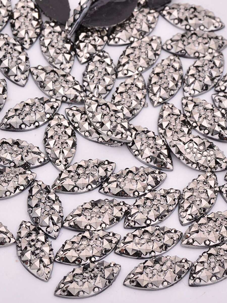 100入組DIY樹脂鑽石鐳射水鑽設計服裝裝飾DIY - 灰色 - 查看 1