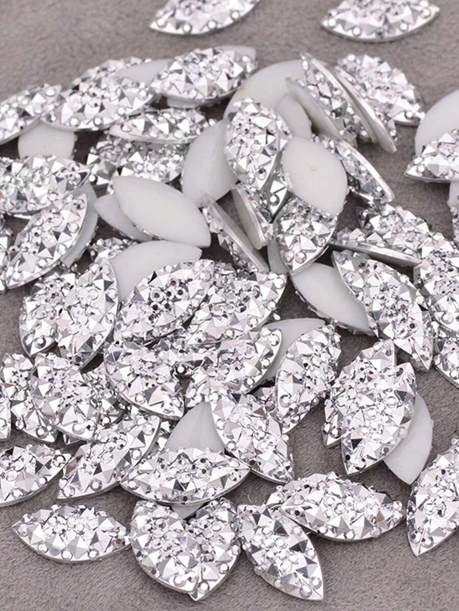 100pcs Rhinestone Decor Eye, Garment Decoration, For DIY - Silver - View 1