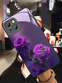 1个亮面玻璃紫色玫瑰花手机壳，兼容 16 Pro Max/16 Pro/16 Plus/16以及A55/A54/S24/S24 Plus/S24 Ultra/S24 FE等型号，防水、防震、防摔、防刮。 - 彩色 - 查看 2