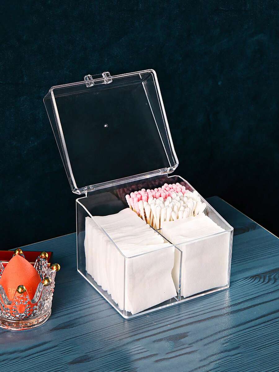 1pc Clear Makeup Box, Modern Multifunction Large Capacity Cosmetic Container For Home - Clear - View 1