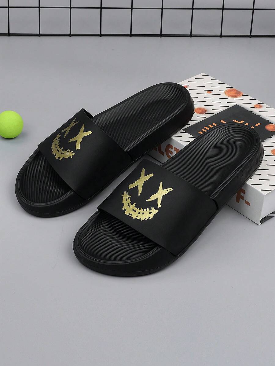 Men Graphic Pattern Slides, Fashion Summer Slides