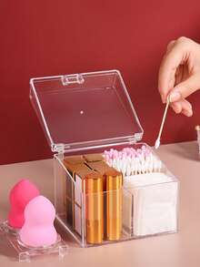 1pc Clear Makeup Box, Modern Multifunction Large Capacity Cosmetic Container For Home - Clear - View 5