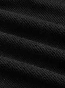 SHEIN MOD Hook And Eye Front Puff Sleeve Crop Tee - Black - View 4