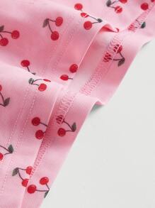 SHEIN MOD Cherry Print Knot Front Crop Tee - Multicolor - View 4