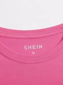 SHEIN LUNE Floral & Figure Graphic Tee - Hot Pink - View 4