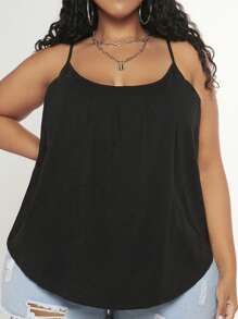 SHEIN CURVE+ Top de tirantes unicolor - Negro - Ver 1