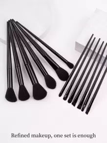13 piezas Juego de brochas de maquillaje negras, brocha grande y suave para polvo para maquillaje diario, portátil y esencial para estudiantes, juego de brochas, kit de brochas de maquillaje, juego de brochas de maquillaje, kit de maquillaje completo, juego de brochas, juego de brochas de maquillaje, set de regalo de maquillaje, set - Negro - Ver 3
