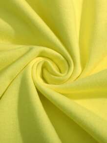 SHEIN LUNE Áo thun nữ Hoạt hình Lá thư Giải trí - Màu xanh chanh - Xem 5