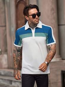 男士撞色POLO衫 - 白色 - 查看 4