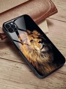 Vỏ điện thoại kính hoa văn sư tử - màu nâu - Xem 2