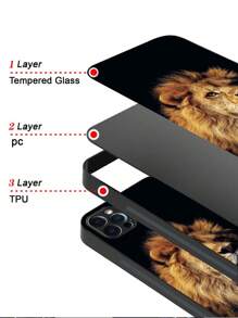 Vỏ điện thoại kính hoa văn sư tử - màu nâu - Xem 3