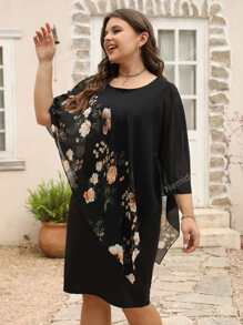 Nemidor Sukienki plus size Kwiatowy Casual