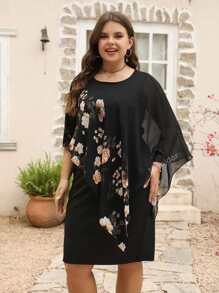 Nemidor Sukienki plus size Kwiatowy Casual