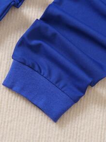 SHEIN Toddler Boys Letter Patched Sweatshirt & Joggers - Blue - View 8