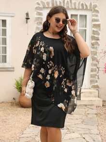 Nemidor Sukienki plus size Kwiatowy Casual