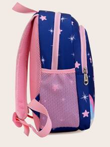 Girls Functional Backpack Unicorn & Letter Graphic - Navy Blue - View 8