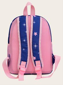 Girls Functional Backpack Unicorn & Letter Graphic - Navy Blue - View 9