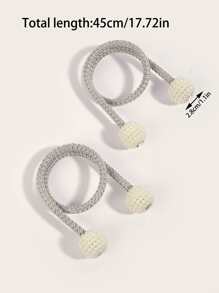 1入組人造珍珠裝飾窗簾綁帶 - 灰色 - 查看 2