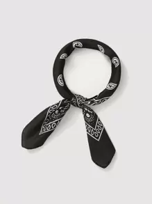 1 cái khăn rằn in hình họa tiết nam họa tiết giản dị cho nam - màu đen - Xem 2