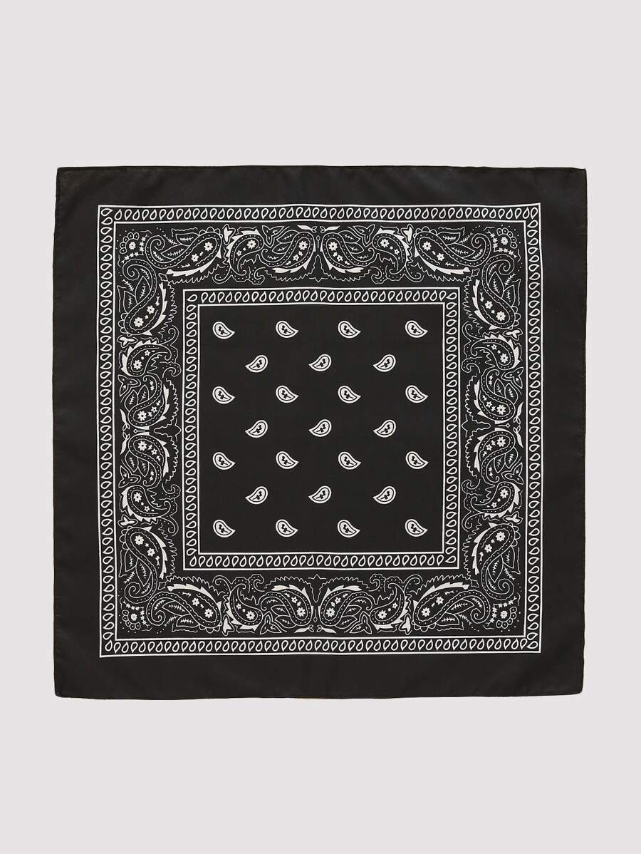 1 cái khăn rằn in hình họa tiết nam họa tiết giản dị cho nam - màu đen - Xem 1