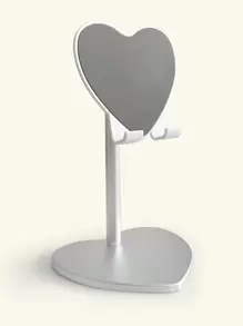 心形桌面手机支架，兼容 、Android 手机，生日礼物，家人、朋友手机支架，手机配件 - 銀色 - 查看 2